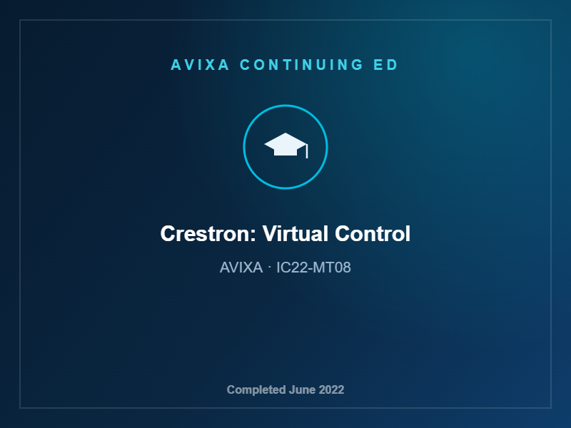 AVIXA course — Crestron Virtual Control