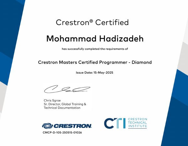 Crestron Diamond certificate