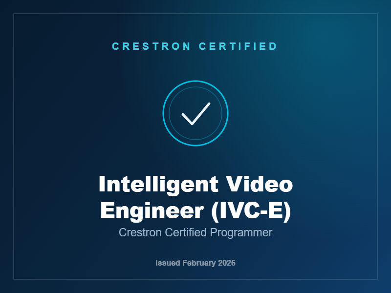 Crestron Intelligent Video Engineer certificate